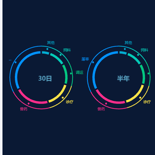 Echarts双饼图、多环示例