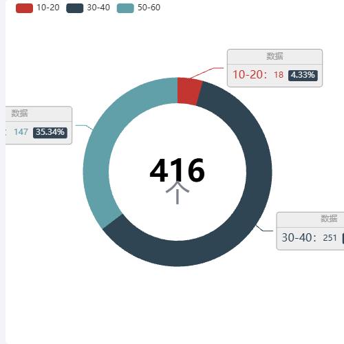 Echarts双圆环饼图中心自定义内容示例